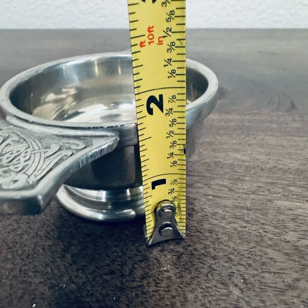 Vintage Silver Pewter Dragon Engraved Wine Tasting Cup